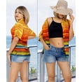 thumbnail image 3 of LA LEELA Women's Fashion Short-Sleeve Button Down Ladies Tops Bohemian Vacation Cute Hawaiian Shirt Modern Blouses For Women M Stripes, Multicolored, 3 of 5