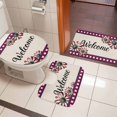 thumbnail image 5 of White Pink Daisy Bathroom Rugs Set Welcome Red Blue Plaid Linen Texture Non Slip Absorbent Soft Bath Mats 3 Piece Set with Bathroom Rug, U-Shaped Floor Mat, Toilet Seat Cover Large Size, 5 of 9