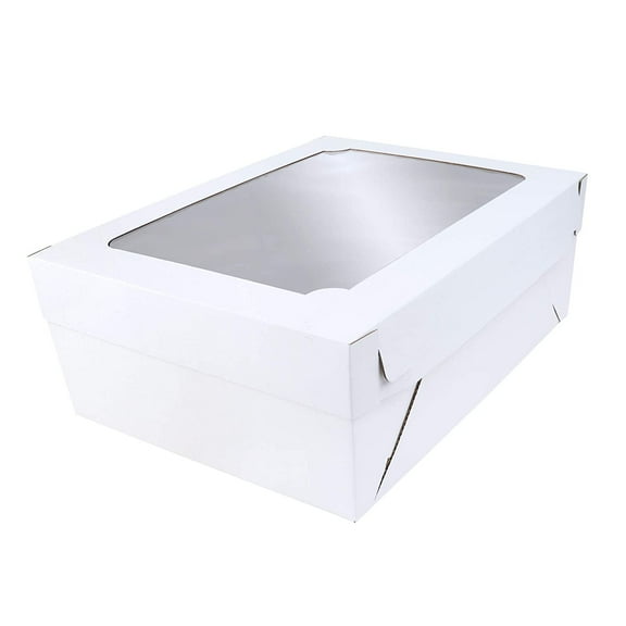 O'CREME White 2-Piece Window Cake Box 19-1/2 Inch x 26-1/2 Inch x 8-Inch High (Sized for Full-Sheet Pastry Trays) - Pack of 5