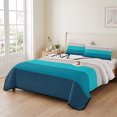 thumbnail image 2 of Twin Quilt Set 68''x86'', Blue Aqua Ombre Lightweight Summer Bedspread Coverlet Set with 2 Pillow Shams, Modern Abstract Art Farmhouse Striped Breathable All Season Quilt Bedding for Dorm/Bedroom, 2 of 9
