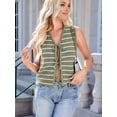 thumbnail image 3 of Women'S 2025 Summer Trendy Crochet Knit V Neck Sleeveless Tie Front Striped Sweater Vests Beach Outfits  Green L, 3 of 7
