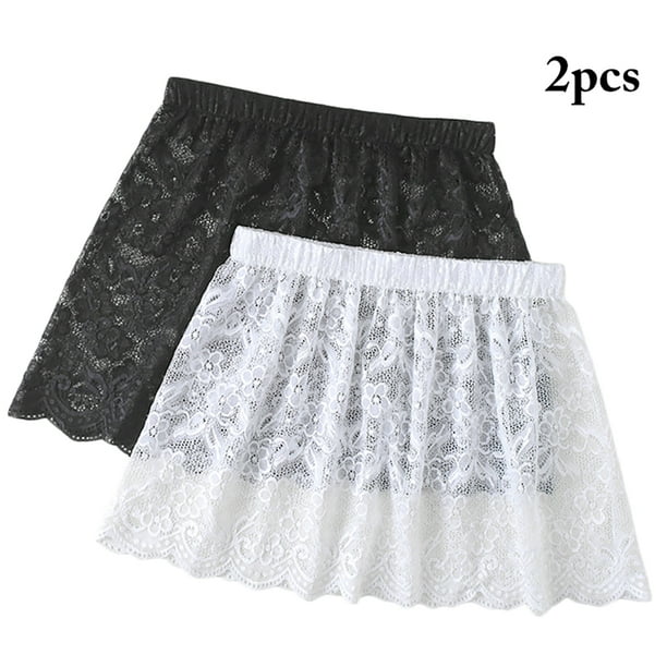 Women Shirt Extender Lace: 2PCS Fashion Lower Sweep Shirt Half Length Mini  Skirt 