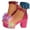 Hot Pink, variant on Fuzzy Dress High Heels Sandals for Women 2025 Fashion Furry Snakeskin Platform Chunky Pumps Summer Party
