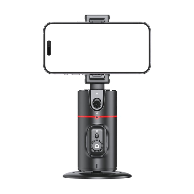 P02 Smart 360° Rotation Mobile Gimbal with AI Face & Gesture Tracking - Wireless Remote Control, Detachable Phone Clip, Retractable Design, 180° Flip Shooting, No App Needed, 1200mAh Battery,
