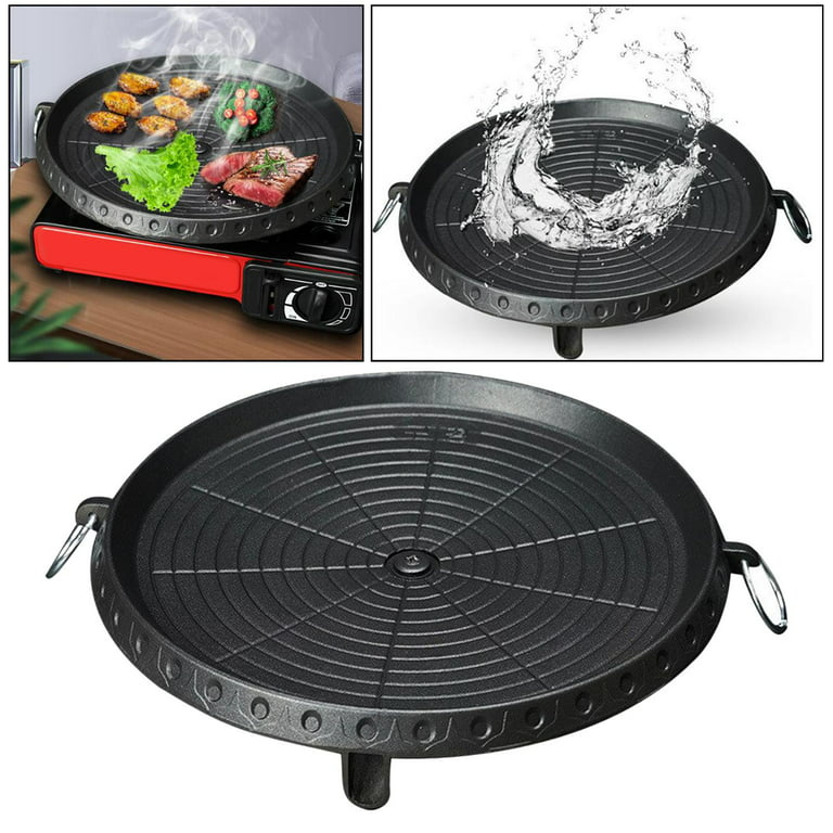 1pc, Korean Stovetop Pan, Cast Iron Non-Stick Indoor Barbecue Grill Tray,  Smokeless Roasting Pan, Cooking Meat And Vegetable Stovetop Plate, For  Indoor Outdoor Camping Grilling BBQ, Kitchen Accessories