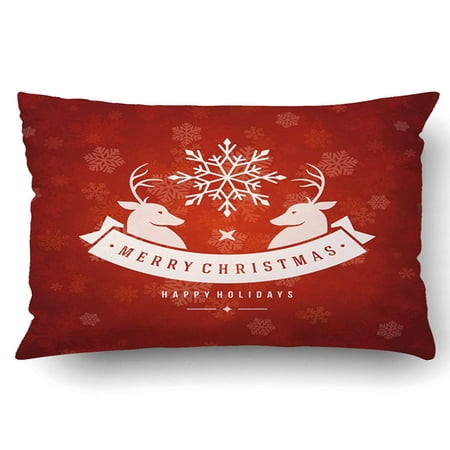 ARTJIA Xmas Christmas Greeting Card Lights And Snowflakes Merry Christmas Holidays Wish And Happy New Year Message Pillow Case Cushion Cover Case Throw Pillow Case 20x30