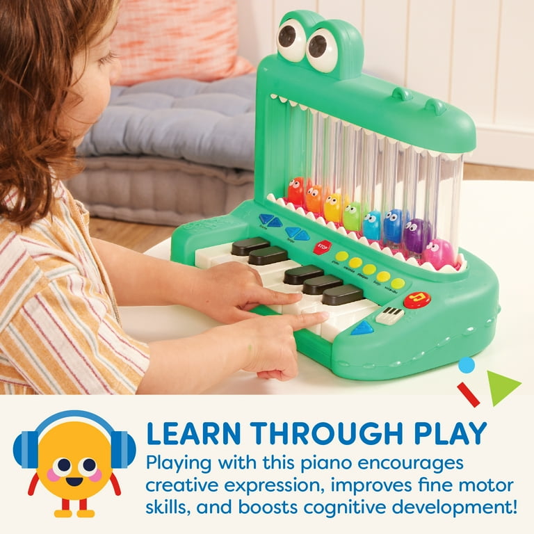 Battat Croco Pop Piano Toy Keyboard with Songs Sounds Lights, Baby