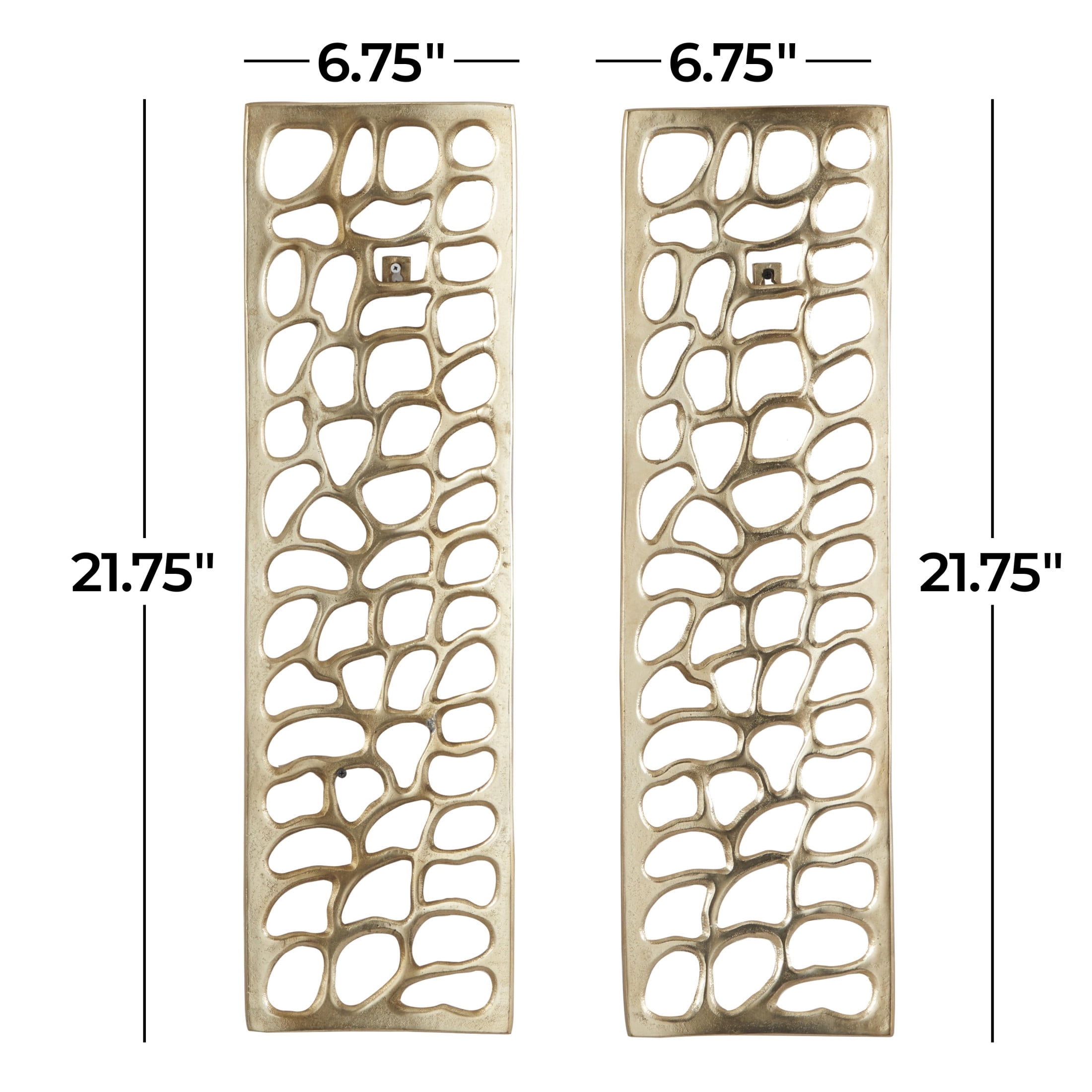 DecMode Gold Aluminum Metal Cutouts Abstract Wall Decor (2 Count)