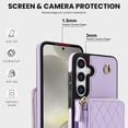 thumbnail image 6 of Compatible with Samsung Galaxy S24/S25 5G Wallet Phone Case Tempered Glass Screen Protector Wrist Crossbody Strap Stand Credit Card Holder RFID Slot Cell Cover for S 24 24S 25 25S Women Girls Purple, 6 of 10