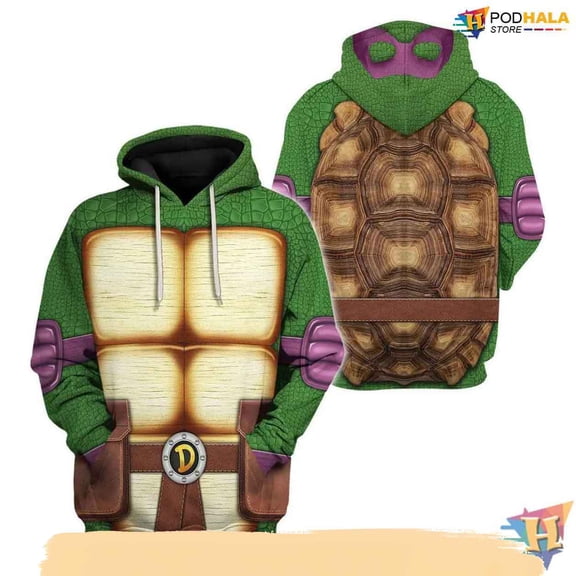 Turtles Costume 3D Hoodie, Realistic Superhero Cosplay T-Shirt Apparel