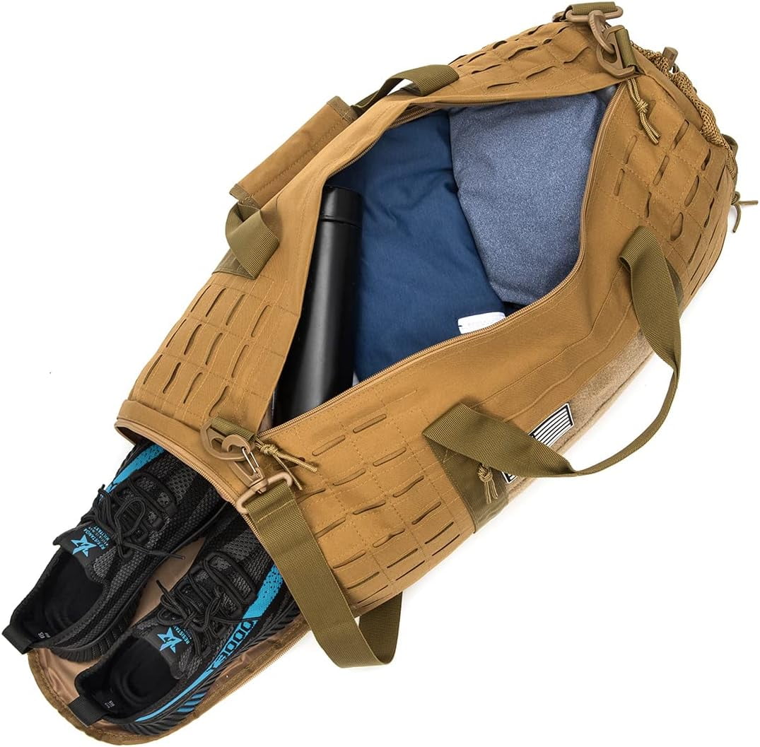 favastee 40L Military Tactical Duffle Bag For Men Sport Gym Fitness Tote Travel Training Workout With Shoe Compartment Basketball Football Weekender