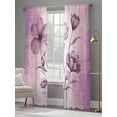 thumbnail image 4 of Sheer Curtains 84 Inches Long 2 Panels, Vintage Country Purple Flowers Rod Pocket Curtain Voile Draperies, Retro Farm Floral on Linen Light Filtering Window Treatment for Living Room Kitchen Bedroom, 4 of 8