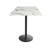 Indoor/Outdoor 36" Tall OD214 Black Table Base with 22" Diameter Foot and 36" x 36" Square Indoor/Outdoor White Marble Top by the Holland Bar Stool Co.