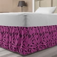 thumbnail image 1 of Feminine Bed Skirt, Cosmetics Mascara Tassels Makeup Beauty Supplies Woman Fashion Graphic, Elastic Bedskirt Dust Ruffle Wrap Around for Bedding Decor, 4 Sizes, Fuchsia Charcoal Grey, by Ambesonne, 1 of 2