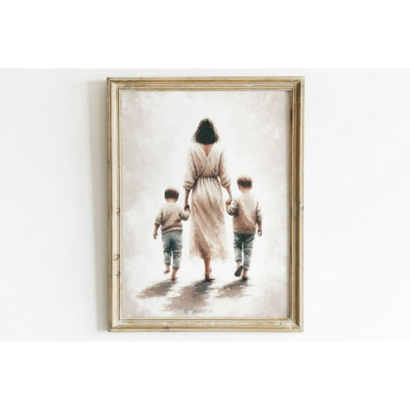 Mother And Sons Print, Two Sons, Brother Wall Art, Family Wall Art, Mother Son Bond, Two Boys Print, Boy Mother Gift, Family Art Wall Art, Modern Wall Decor, 8x12 UNFRAMED
