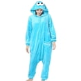 thumbnail image 4 of Pijama de una pieza para mujer, bonito mono azul Kigurumi de dibujos animados de monstruo de las galletas, suelto, fiesta en casa de Navidad, rojo, para niños, 4 of 4