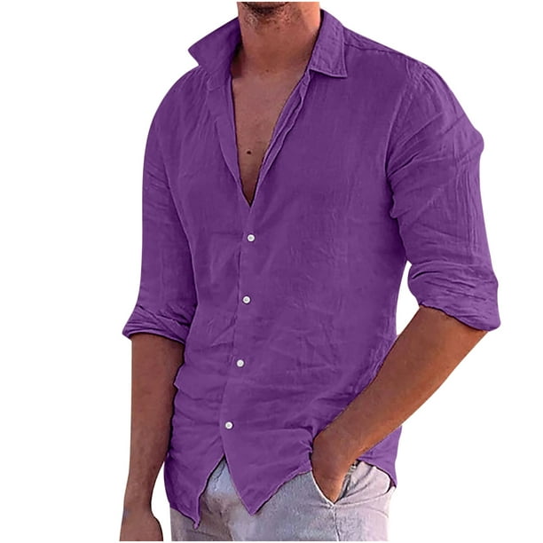 Jovati Long Sleeve Shirt Men Men Solid Casual Turn-Down Collar Pocket Button Long Sleeve Shirt Blouse Mens Dress Shirts Long Sleeve Shirts For Men Lon