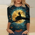 thumbnail image 2 of SETOFF Plus Size Tops, 3/4 Sleeve Womens Halloween Shirts, Ghost Pumpkin Bat Print Crew Neck Casual Halloween Tops, Fall Fashion Holiday Party Daily Wear Halloween Outfits S-5XL, 2 of 4