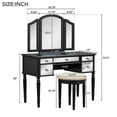 thumbnail image 6 of Smuxee Modern Vanity Table Set with Tri-Fold Mirror and Stool, 5 Drawers, Bedroom, Black, 6 of 8