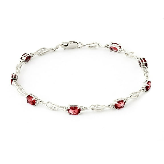 Galaxy Gold 3.39 Carat 14k Solid White Gold Tennis Bracelet Garnet Diamond