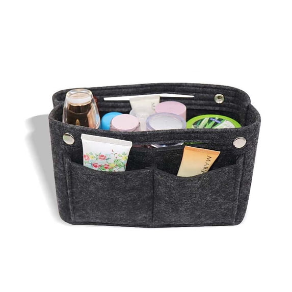 Portable Tote Insert Liner Travel Multifunctional Phone Purses Pouch Makeup Storage Bag Cosmetic Organizer Toiletry Liner Bags Felt Insert Bag DARK GREY