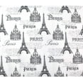 thumbnail image 3 of Serafina Home Paris Fabric Shower Curtain: Antique Style Paris Typography Grey White Eiffel Tower Toile Design with Fringe (Eiffel Paris), 3 of 5