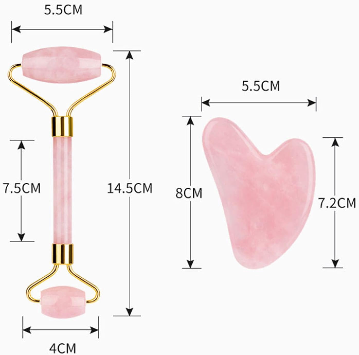 Rose Quartz Face Roller And Gua Sha Set Natural Jade Gouache Scraper Gua Sha Massage Quartz Roller Facial Lifting Massage Tool,type 16