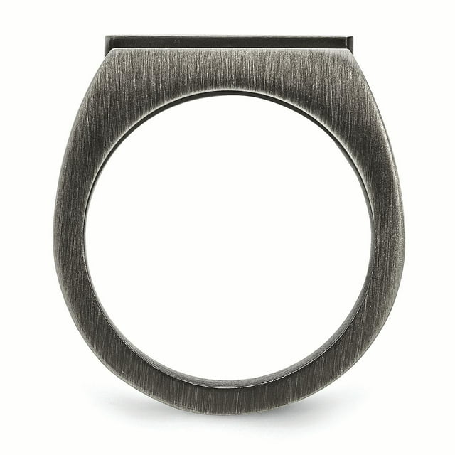 Bague en Acier Inoxydable Vieilli Brossé avec Noir CZ Taille 9