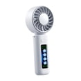 thumbnail image 3 of Ventilador de mano, ventilador personal con pantalla digital, recargable por USB, mini de mano, de refrigeración para pesca, actividades al libre Blanco, 3 of 8
