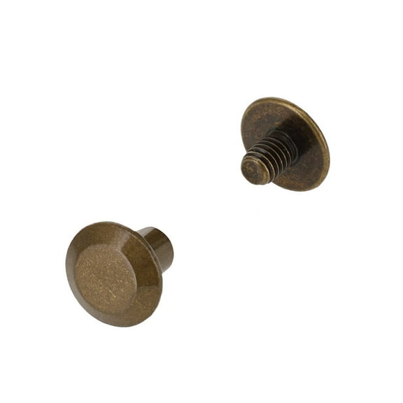 Chicago Screws, Flat Cap, Antique Brass, Solid Brass-LL (50 per bag), Multiple Sizes