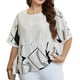 thumbnail image 1 of Blusa suelta de manga corta con cuello redondo para mujer, Tops de verano transpirables con estampado informal a la moda para uso diario al aire libre, 1 of 8