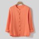 thumbnail image 5 of Camisa Pompotops de Manga larga Algodón y lino Color sólido Doble arrugado moda suelta Casual Cómoda, 5 of 5