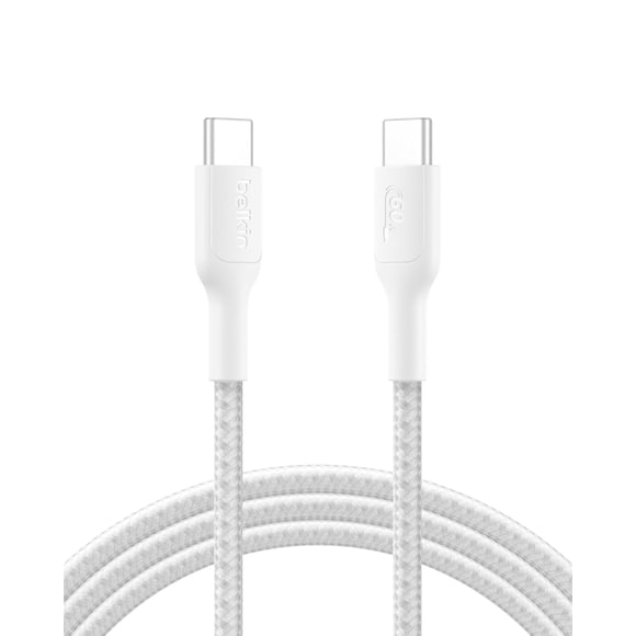 Belkin BoostCharge Braided USB-C to USB-C Cable (2M/6.6ft. 60W) - Soft, Flexible Fast-Charging Cable, Type C Charger Cord for iPhone 16 & 15 Series, Galaxy S25, MacBook, iPad Pro, & More