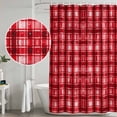 thumbnail image 4 of Polyester Fabric Red Plaid Shower Curtain, Modern Art Checkered Farmhouse Waterproof Bathtub Curtain Bathroom Decor Set with Hooks 72 x 78 Inches, 4 of 6
