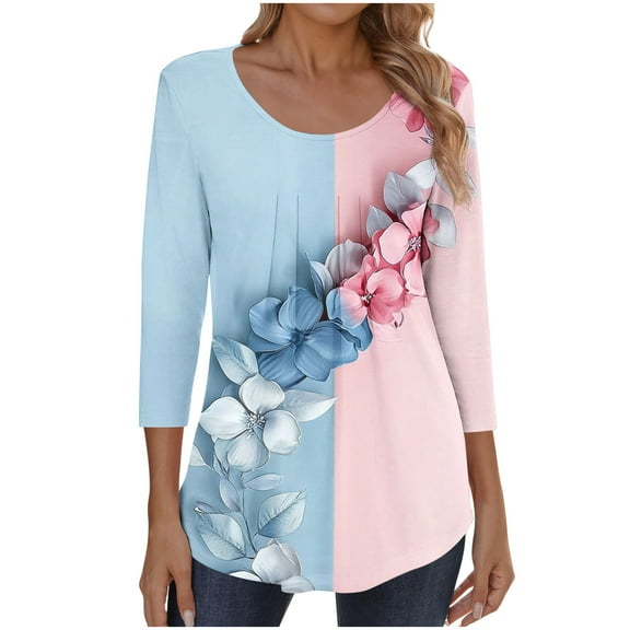 Womens Spring Blouses Womens Shirts Spring Quarter Length Sleeve Tops for Women Fitted Women's Blouses Casual New Arrivals