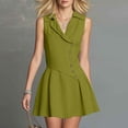 thumbnail image 7 of DYTTDG Women's Sleeveless V-Neck Button-Front Mini Dress | Notch Collar A-Line Casual Work Dress, Summer Dress for Office, 7 of 7