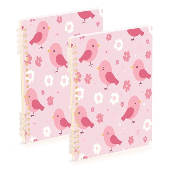 Notebook 8.3x5.7x0.4 Inch One Sizex1 Journey Note Diary Hardcover Notebook 60 Pages,80g Paper Writing Smooth and Not Easy to Break Cute Pink Cartoon Bird1