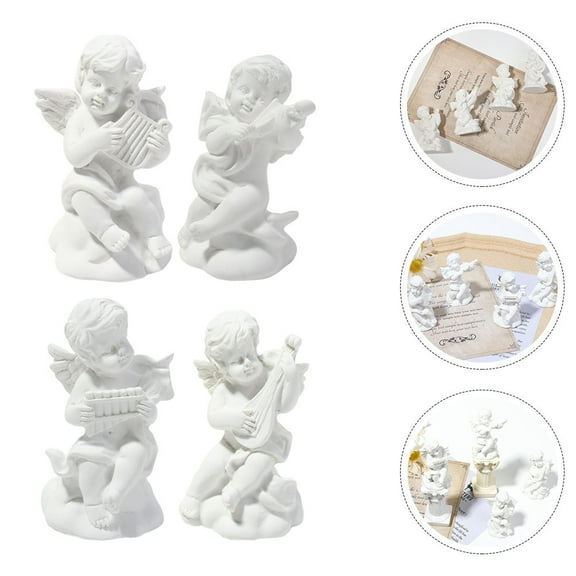 GETAJGHSD 4Pcs Elegant Resin Sculpture Figure Small Angels Figurines for Room Decor