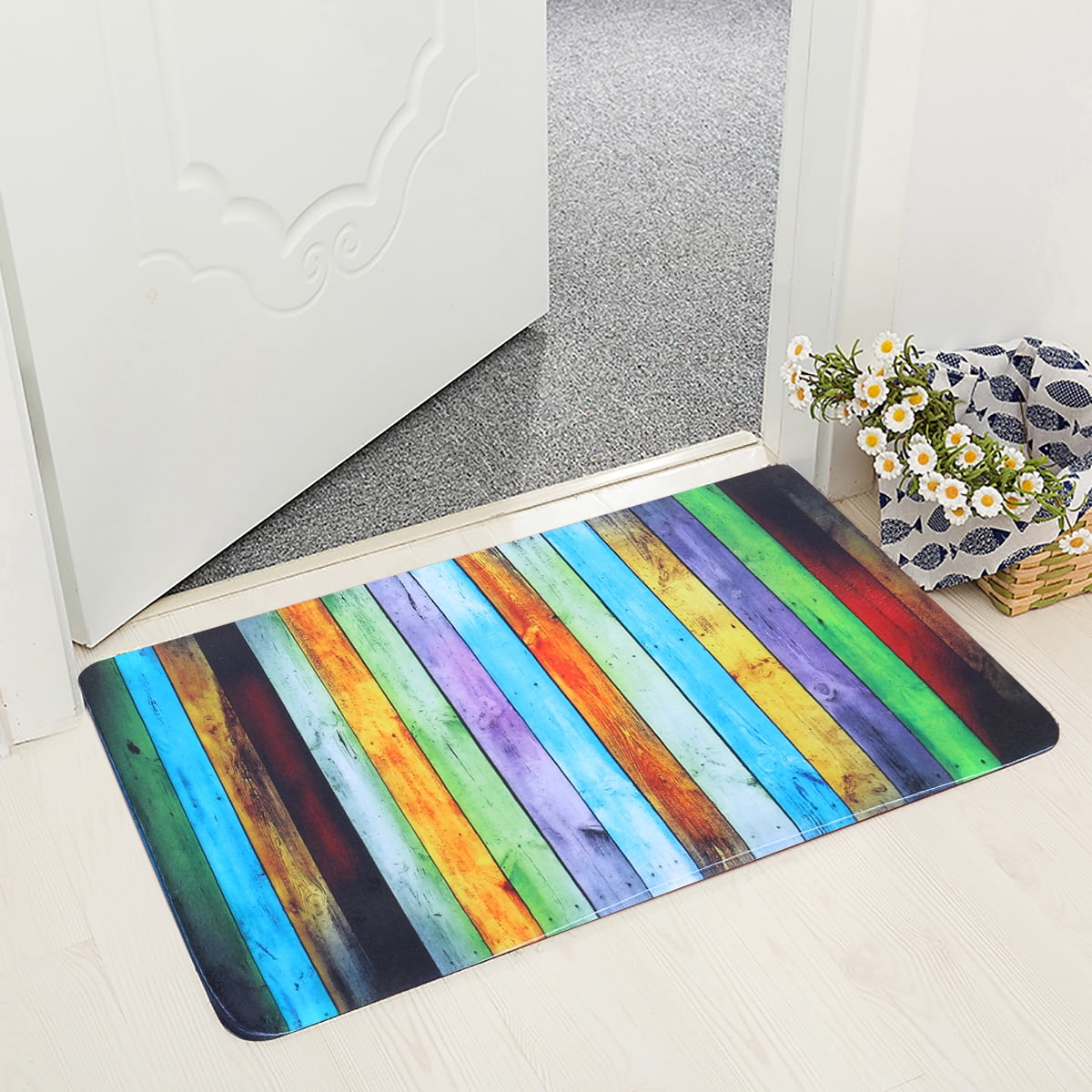 Details about   Floor Carpet Area Rug Door Mats Soft Non-Slip Rainbow Color Kitchen Bathroom ~