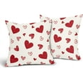 thumbnail image 2 of Valentine''s Day Pillow Covers 20x20 Inch Set of 2 Red Hearts Outdoor Decorative Throw Pillow Covers Red and Cream Valentines Day Print Pillowcases Cushion Covers for Home Couch Decor, 2 of 6
