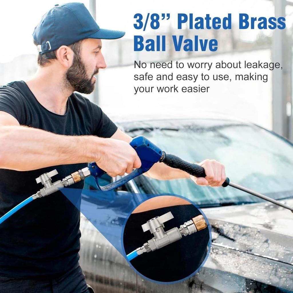 Steel 3/8Inch Ball Valves Pressure Washer 5000PSI With Quick Connecting Fittings For Washer Systems Leakage Protections
