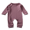 thumbnail image 1 of Newborn Infant Baby Boys Girls Romper With Zipper Ribbed Jumpsuit Kids Pajamas Clothes, 1 of 6