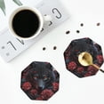 thumbnail image 4 of Pofeuu Rose Full Moon Black Wolf Print Coasters for Drinks, 4Pack PU Leather Coasters, Bar Drink Coasters for Tabletop Protection, Furniture from Damage-Octagon, 4 of 6