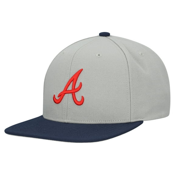 Men's Mitchell & Ness Gray Atlanta Braves Basic Flip Snapback Hat