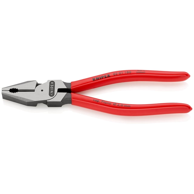 KNIPEX 02 01 180 SB Pinza universal para trabajos pesados recubierto de plástico acabado pavonado 180 mm
