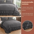 thumbnail image 5 of D.N.G. BEDDINGS 5 Piece Luxury 5 Inch Two Layer Ruffle Comforter Set Premium Super Soft, 800 TC, 100% Egyptian Cotton, Super Soft, Oversized Super King Size Dark Grey Color, 5 of 7