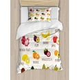 thumbnail image 1 of Fruit Twin Size Duvet Cover Set, Collection of Fruits Apple Orange Coconut Lemon Avocado Kiwi Colorful Food Pattern, Decorative 2 Piece Bedding Set with 1 Pillow Sham, Multicolor, by Ambesonne, 1 of 3