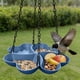 thumbnail image 4 of Comedero exterior para pájaros | Forma de trébol de cuatro hojas • Bandeja colgante de agua y comida • Comedero de doble función • Plástico duradero | 18,1x8,98 pulgadas | Morado, azul, verde, rosa, 4 of 6