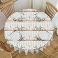 thumbnail image 1 of Round Tablecloth Pink Pumpkin Buffalo Plaid Pattern 60 Inch Table Cover for Dining Polyester Cloth with Scalloped Edges Stain Resistance Kitchen Picnic Party Restaurant Decoration, 1 of 6