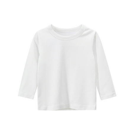 

DENGDENG Baby Boys Solid Color T-Shirt Toddler Long Sleeve Crewneck Shirts 1-9Y